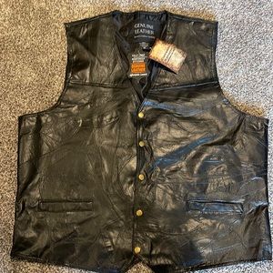 Genuine Black Leather Mens Vest Size 3XL Navarre Leather Co. NWT